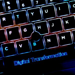 Digital Transformation concept - laptop computer keys